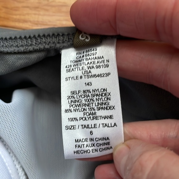 TOMMY BAHAMA Twist Front Shirred One-Piece Swimsuit Gray - Picture 5 of 8